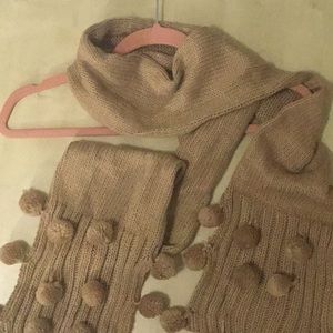 Long Knit Scarf with Little Pom Poms 